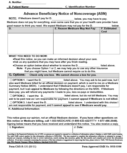 Advance Beneficiary Notice of Noncoverage